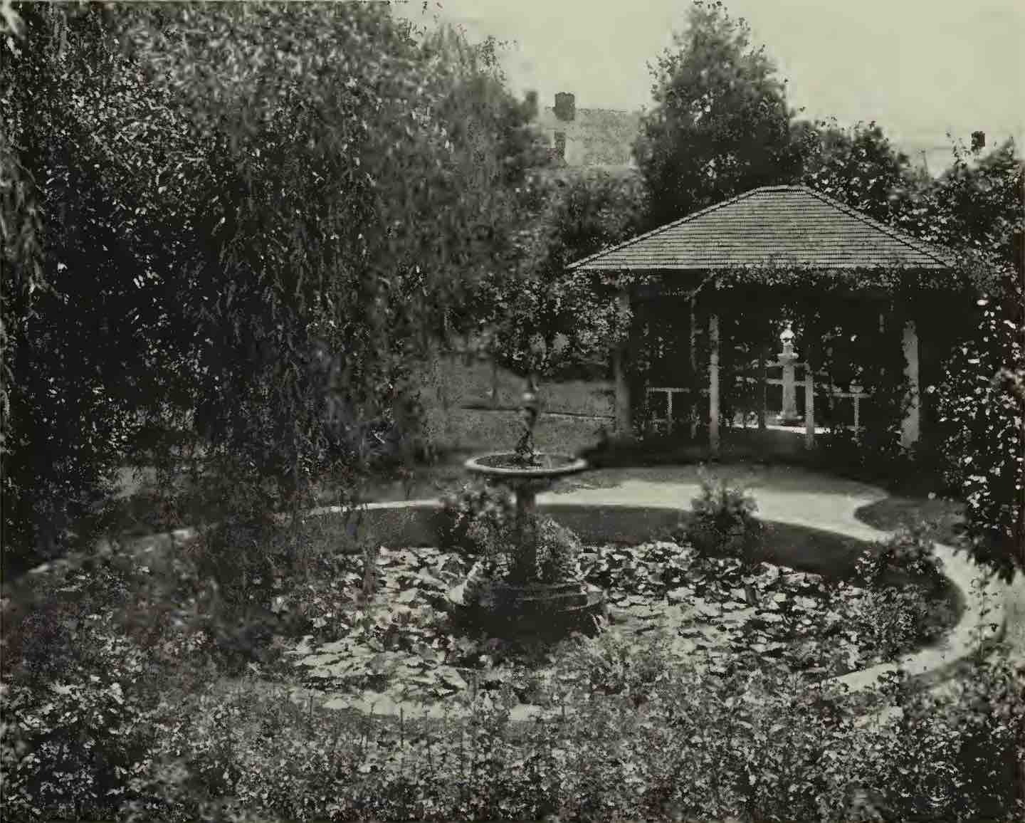 Lily Pond with Fountain