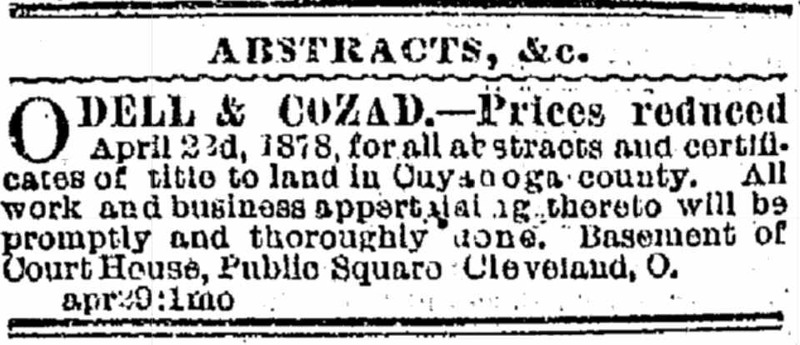 Odell and Cozad Advertisement, 1878