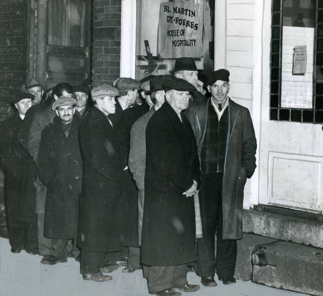 Men Waiting in Line Outside the Blessed Martin De Porres House of Hospitality