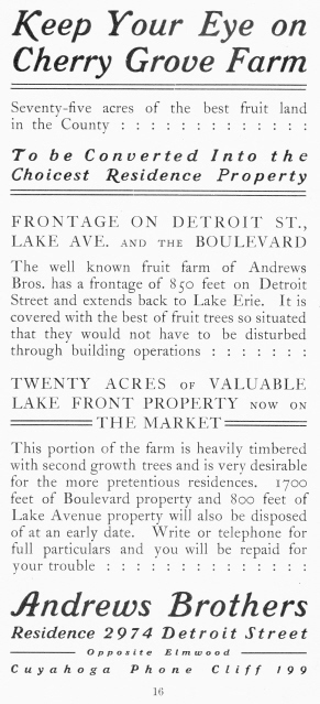 Cherry Grove Farm Ad, Circa 1900s
