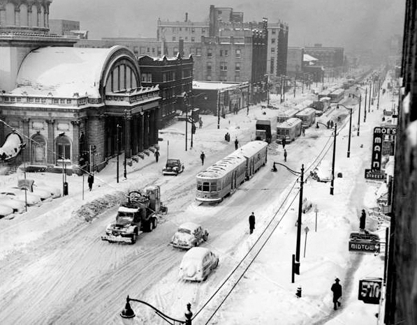 Streetcars in Snow, ca. 1940s