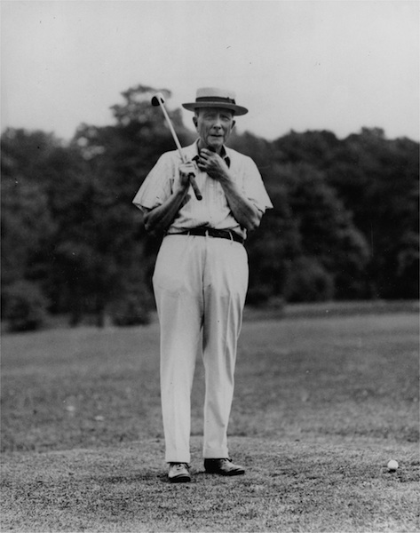 John D. Rockefeller playing golf. - NYPL Digital Collections