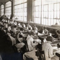 Workers at Sewing Machines inside Richman Bros., 1928