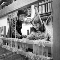 Student On Weaving Loom, 1975